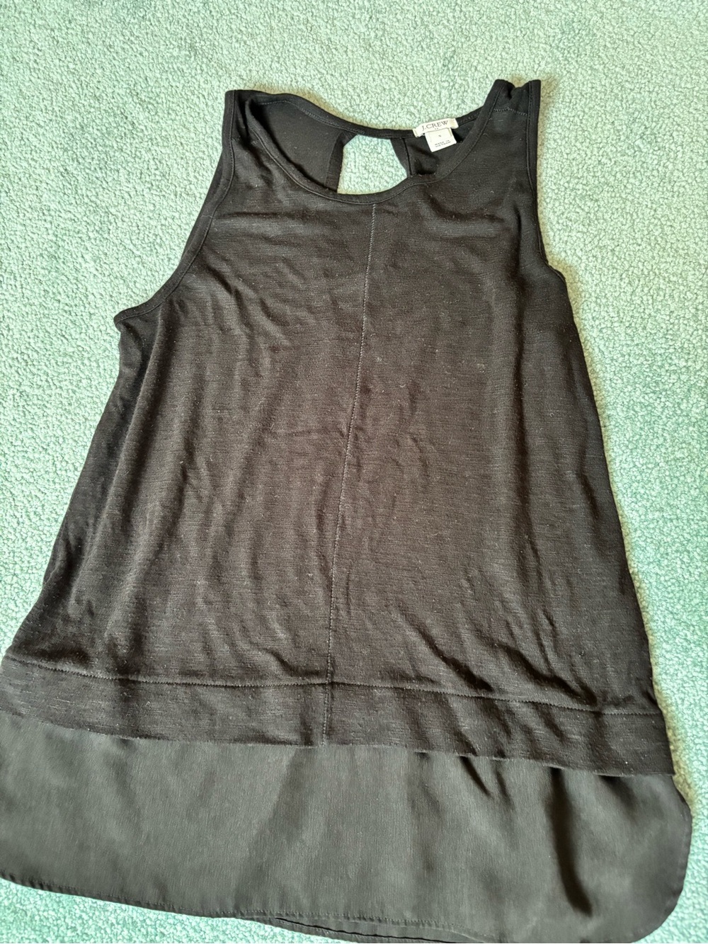 J. Crew Black Sleeveless Tank with Layered Hem